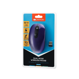 Mouse Canyon CNS-CMSW09V, Wireless, Dual Mode, Bluetooth, USB Receiver, 1600 DPI, Violet